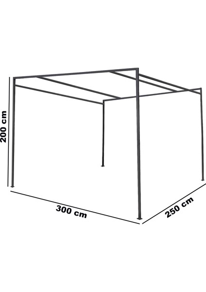 Metal Çardak Kamelya Bahçe Gölgelik Pergola 3 mt x 2,5 mt 2191