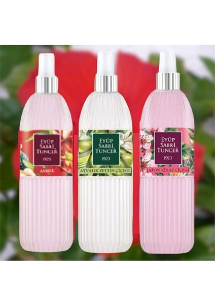 Eyüp Sabri Tuncer set Sprey Kolonya Amber 150 ml + Ayvalık Zeytin Çiçeği 150 ml + Japon Kiraz Çiçeği 150 ml