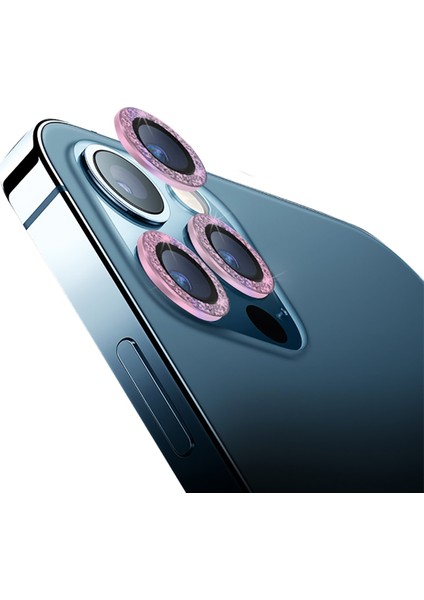 Iphone 13 Pro/13 Pro Max Taşlı Pembe Kamera Koruyucu