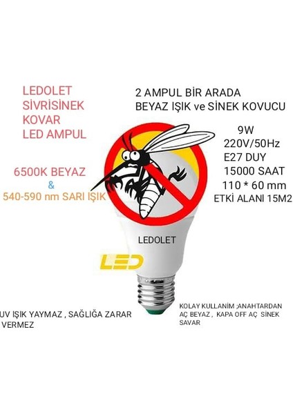 Sivri Sinek Kovar 9W LED Ampul