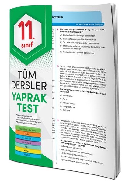 4 Element Yayınları 11. Sınıf Tüm Dersler Yaprak Test Güncellenmiş Yeni Müfredat