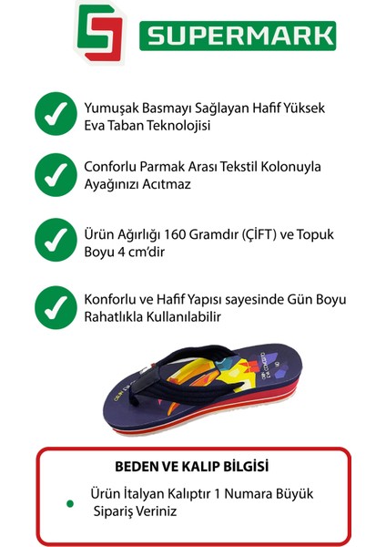 Erkek Eva Yüksek Tabanlı Tesktil Kolonlu Ultra Hafif Parmak Arası Plaj Terliği 45012