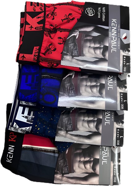 6 Adet Desenli Likralı Boxer