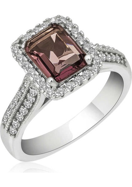 Gümüş Mor Baget Taşlı Kadın Yüzük