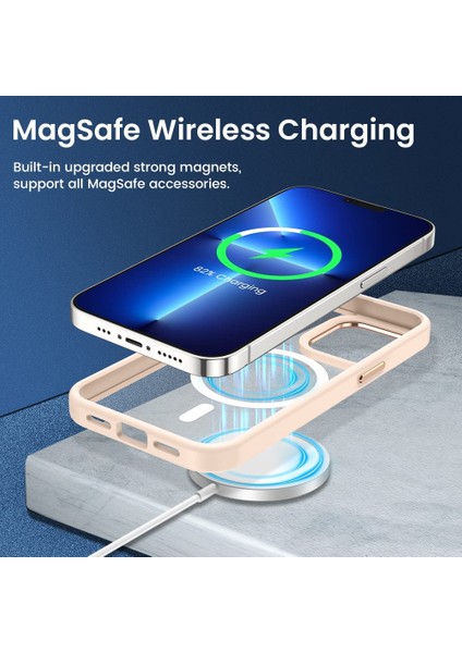 iPhone 13 Pro Max Kılıf Magsafe Özellikli Metal Kamera Korumalı Kenarları Renkli Transparent Case