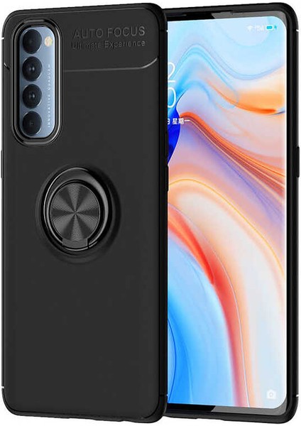 Oppo Reno 4 Pro 4g Uyumlu Kılıf Standlı Manyetik Yüzüklü Esnek Yumuşak Silikon Case