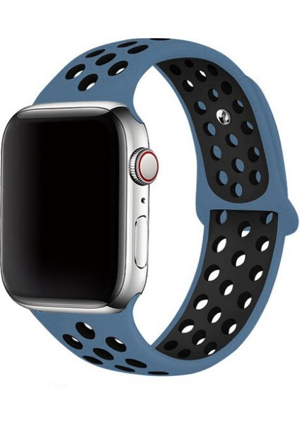 Apple Watch 44MM Uyumlu Akıllı Saat Için Kordon Silikon 14 Kademeli Delikli Şık Koleksiyon Tasarım