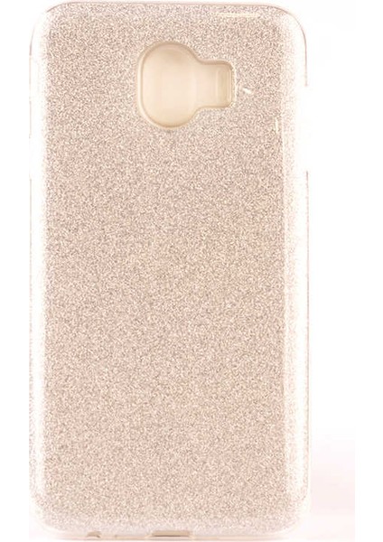 Samsung Galaxy J4 Uyumlu Kılıf Simli Pırıltı Koleksiyonu Çift Katmanlı Pürüzsüz Yüzey