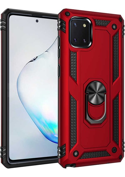 Samsung Galaxy Note 10 Lite Uyumlu Kılıf Stand Yüzüklü Kapak Military Metal Solid Ring Case