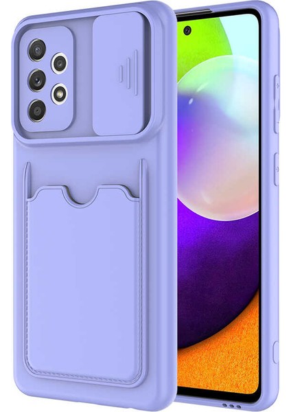 Samsung Galaxy A72 Uyumlu Kılıf ​sürgülü Lens Koruma Kart Bölmeli Fit Özel Koleksiyon Case