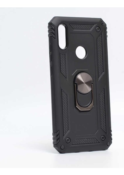 Huawei Honor 8A Uyumlu Kılıf Stand Yüzüklü Kapak Military Metal Solid Ring Case