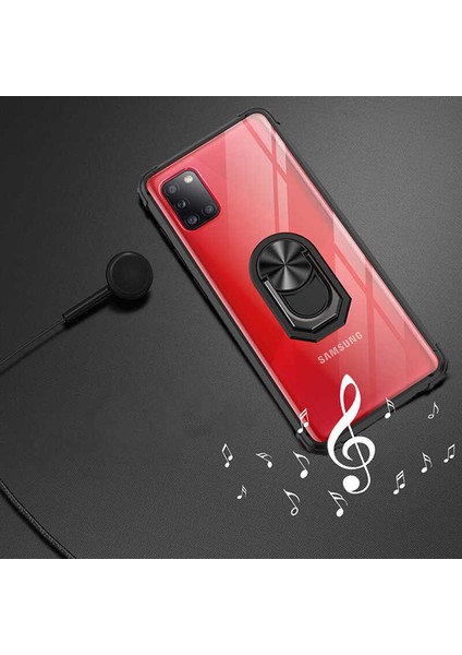 Samsung Galaxy A31 Uyumlu Kılıf Standlı Yüzüklü Şeffaf Metal Ring Ultra Protective Case indirimleri