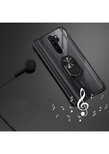 Xiaomi Redmi Note 8 Pro Uyumlu Kılıf Standlı Yüzüklü Şeffaf Metal Ring Ultra Protective Case modelleri