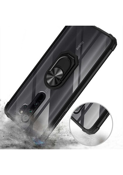 Xiaomi Redmi Note 8 Pro Uyumlu Kılıf Standlı Yüzüklü Şeffaf Metal Ring Ultra Protective Case fırsatları