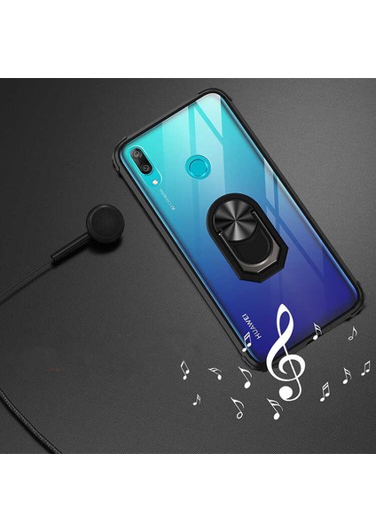Huawei Y7 Prime 2019 Uyumlu Kılıf Standlı Yüzüklü Şeffaf Metal Ring Ultra Protective Case indirimleri