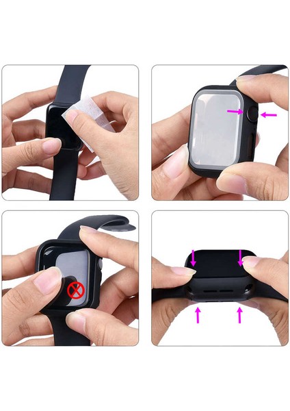 Apple Watch Series 2 3 4 5 6 Se 40 mm Uyumlu Akıllı Saat Ekran Koruyucu Kılıf Full Tam Kaplayan