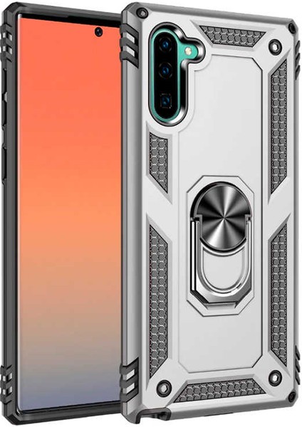 Samsung Galaxy Note 10 Uyumlu Kılıf Stand Yüzüklü Kapak Military Metal Solid Ring Case