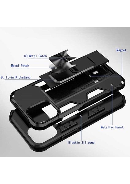 Samsung Galaxy A51 Uyumlu Kılıf Metal Yüzük Standlı Metal Ring Stand Hard Protective Case