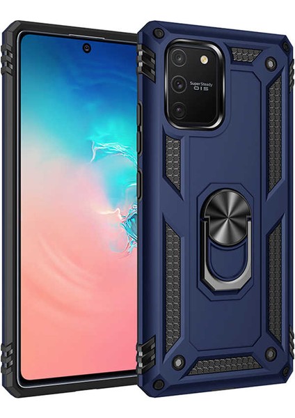 Samsung Galaxy S10 Lite Uyumlu Kılıf Stand Yüzüklü Kapak Military Metal Solid Ring Case