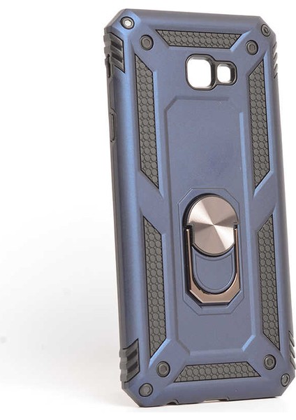 Samsung Galaxy J4 Plus Uyumlu Kılıf Stand Yüzüklü Kapak Military Metal Solid Ring Case