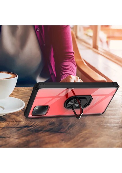 Samsung Galaxy Note 10 Lite Uyumlu Kılıf Standlı Yüzüklü Şeffaf Metal Ring Ultra Protective Case fiyatları