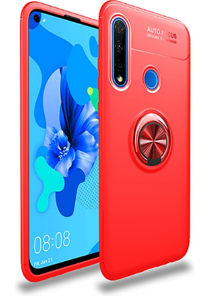 Huawei P40 Lite E Uyumlu Kılıf Standlı Manyetik Yüzüklü Esnek Yumuşak Silikon Case