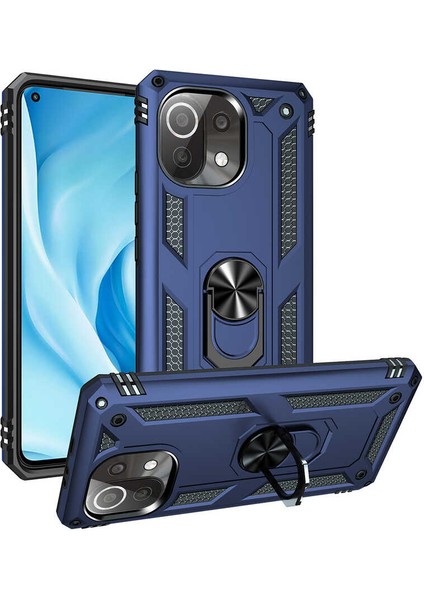 Xiaomi Mi 11 Lite Uyumlu Kılıf Stand Yüzüklü Kapak Military Metal Solid Ring Case
