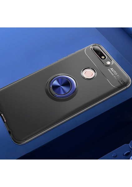 Huawei Y7 2018 Uyumlu Kılıf Standlı Manyetik Yüzüklü Esnek Yumuşak Silikon Case
