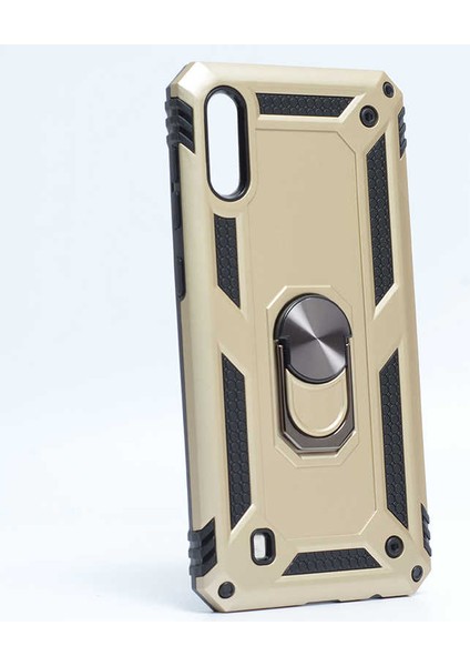 Samsung Galaxy M10 Uyumlu Kılıf Stand Yüzüklü Kapak Military Metal Solid Ring Case