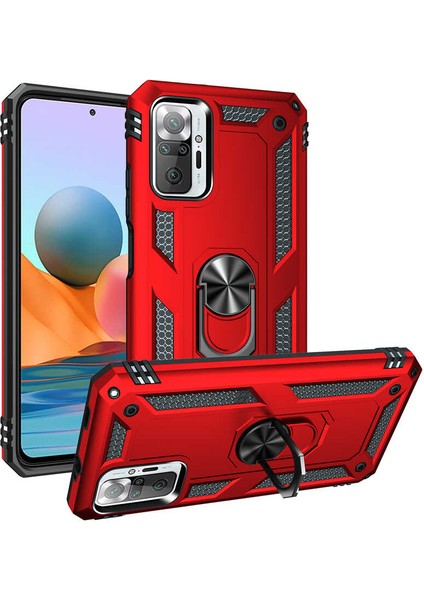 Xiaomi Redmi Note 10 Pro Uyumlu Kılıf Stand Yüzüklü Kapak Military Metal Solid Ring Case