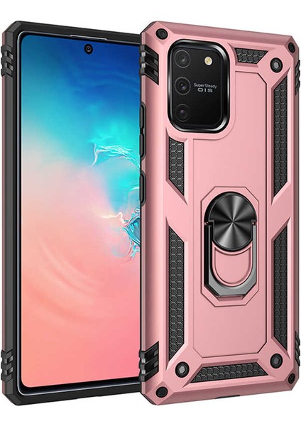 Samsung Galaxy S10 Lite Uyumlu Kılıf Stand Yüzüklü Kapak Military Metal Solid Ring Case
