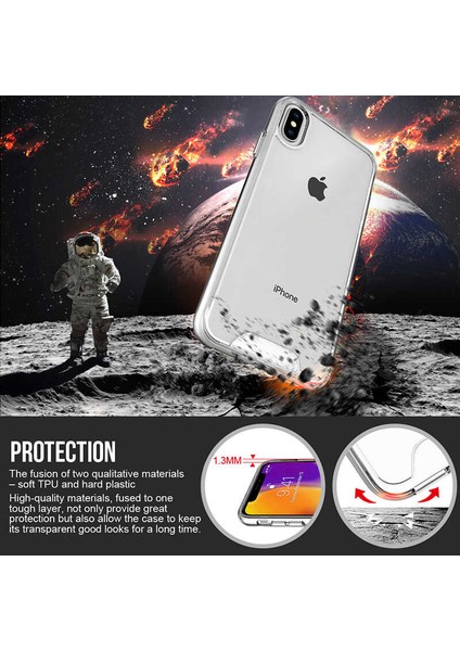 Apple iPhone x Uyumlu Kılıf Şeffaf Sert Ultra Koruma Teknolojisi Transparent Case