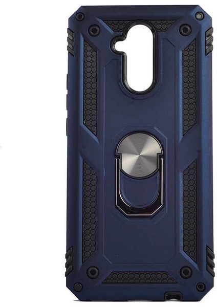 Huawei Mate 20 Lite Uyumlu Kılıf Stand Yüzüklü Kapak Military Metal Solid Ring Case