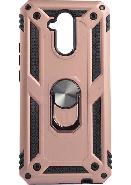 Huawei Mate 20 Lite Uyumlu Kılıf Stand Yüzüklü Kapak Military Metal Solid Ring Case