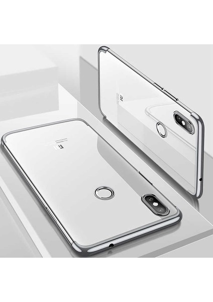 Xiaomi Mi A2 Lite Uyumlu Kılıf Şeffaf, Ultra Ince, Esnek, Renkli Lazer Kenar Silikon