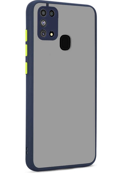 Samsung Galaxy M31 Uyumlu Kılıf Şeffaf Matte Transparent Soft Colored Edge Design