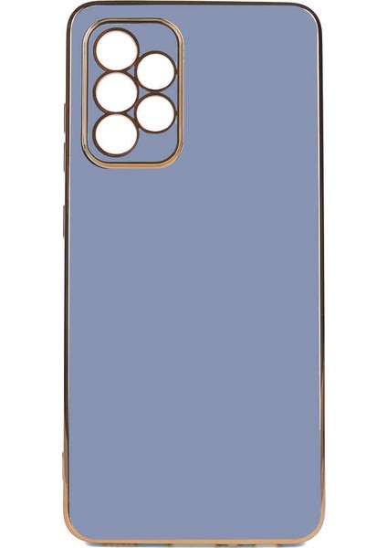 Samsung Galaxy A52 Uyumlu Kılıf Gold Kenar ve Kamera Koruma Çerçevesi, Ultra Protection Case