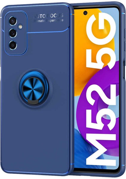 Samsung Galaxy M52 Uyumlu Kılıf Standlı Manyetik Yüzüklü Esnek Yumuşak Silikon Case