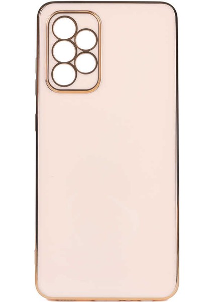 Samsung Galaxy A52 Uyumlu Kılıf Gold Kenar ve Kamera Koruma Çerçevesi, Ultra Protection Case