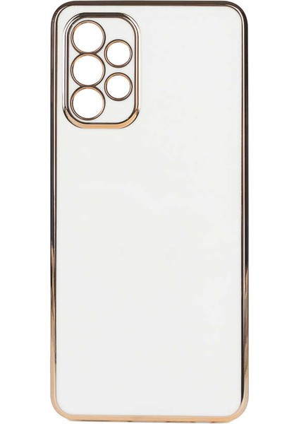 Samsung Galaxy A32 4g Uyumlu Kılıf Gold Kenar ve Kamera Koruma Çerçevesi, Ultra Protection Case