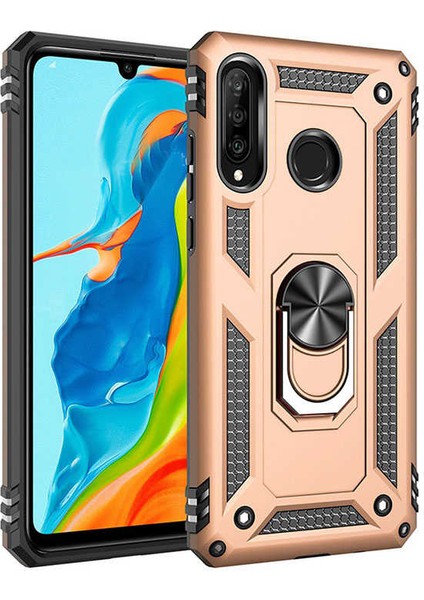 Samsung Galaxy A20S Uyumlu Kılıf Stand Yüzüklü Kapak Military Metal Solid Ring Case
