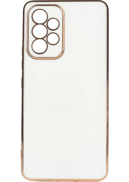 Samsung Galaxy A53 5g Uyumlu Kılıf Gold Kenar ve Kamera Koruma Çerçevesi, Ultra Protection Case