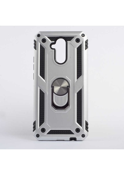 Huawei Mate 20 Lite Uyumlu Kılıf Stand Yüzüklü Kapak Military Metal Solid Ring Case