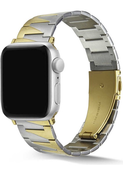Apple Watch 40MM Uyumlu Akıllı Saat Için Kordon Metal Üçgen Parçalı Şık New Special Tasarım