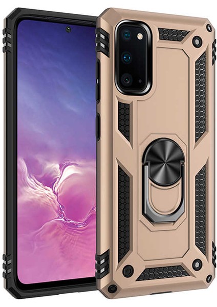 Samsung Galaxy S20 Uyumlu Kılıf Stand Yüzüklü Kapak Military Metal Solid Ring Case