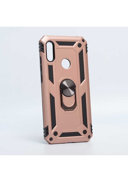 Huawei Honor 8A Uyumlu Kılıf Stand Yüzüklü Kapak Military Metal Solid Ring Case