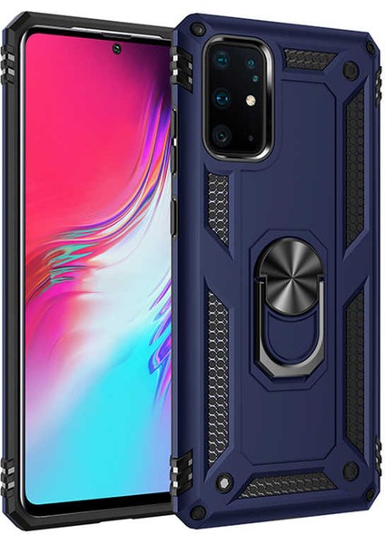 Samsung Galaxy S20 Plus Uyumlu Kılıf Stand Yüzüklü Kapak Military Metal Solid Ring Case
