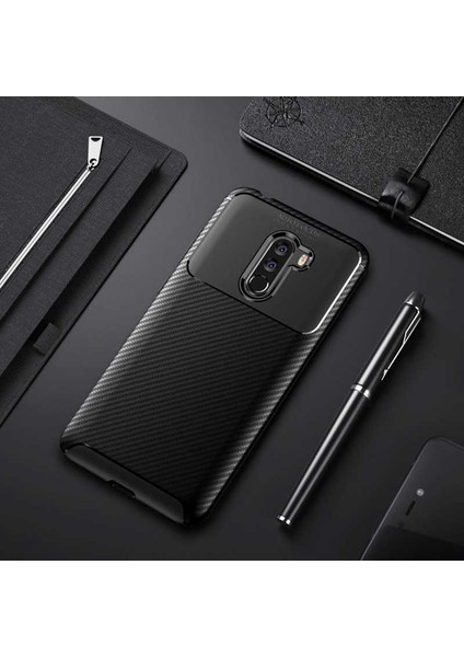 Xiaomi Pocophone F1 Uyumlu Kılıf Legion Series Flexible Soft Carbon Design Case