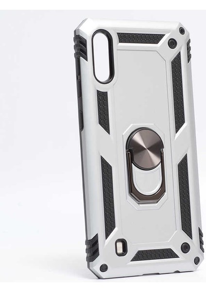 Samsung Galaxy M10 Uyumlu Kılıf Stand Yüzüklü Kapak Military Metal Solid Ring Case