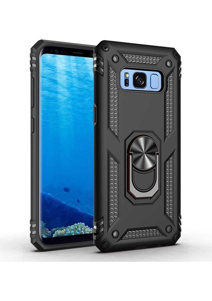 Samsung Galaxy S8 Uyumlu Kılıf Stand Yüzüklü Kapak Military Metal Solid Ring Case